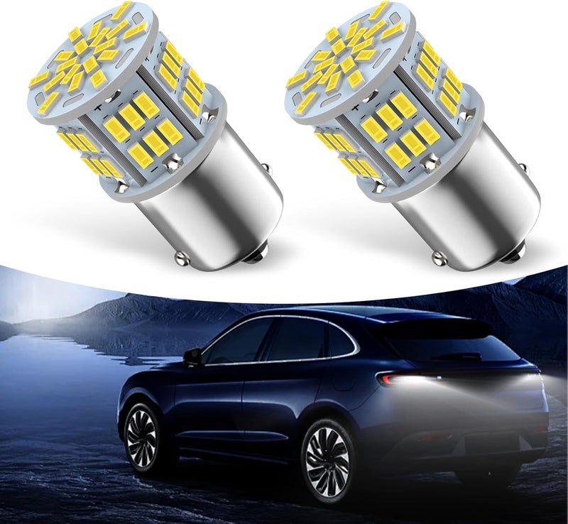 waswale 2 PCS 1156 LED Bulb Reversing Light, Single Contact 6800K Super Bright Turn Signal Bulb, 1141 1003 7506 BA15S Bulb, Universal for Most Cars (White) - Image 1
